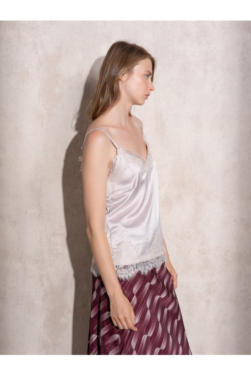 LENCERO DE SATEN CON ENCAJE BLANCO