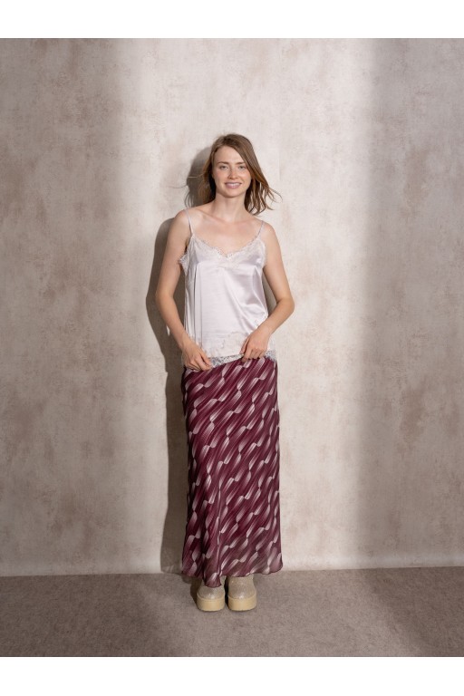 LENCERO DE SATEN CON ENCAJE BLANCO