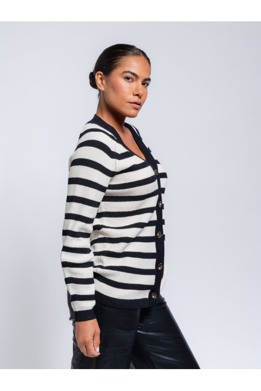 CARDIGAN RAYAS BLANCO Y NEGRO