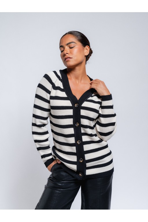 CARDIGAN RAYAS BLANCO Y NEGRO