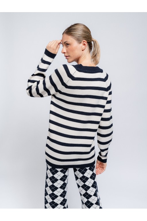 CARDIGAN RAYAS AZUL MARINO Y BLANCO