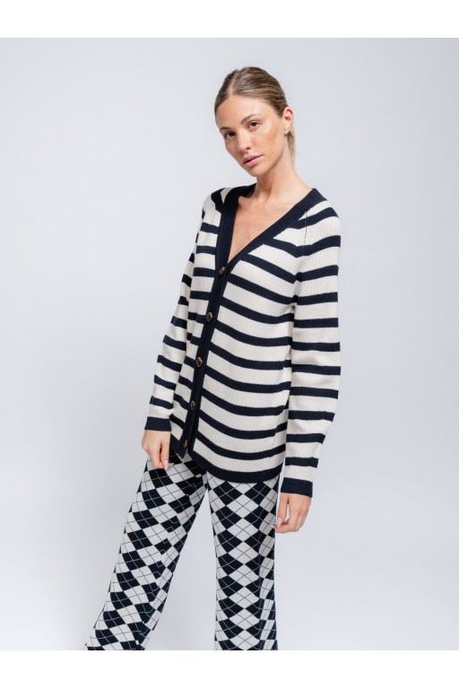 CARDIGAN RAYAS AZUL MARINO Y BLANCO