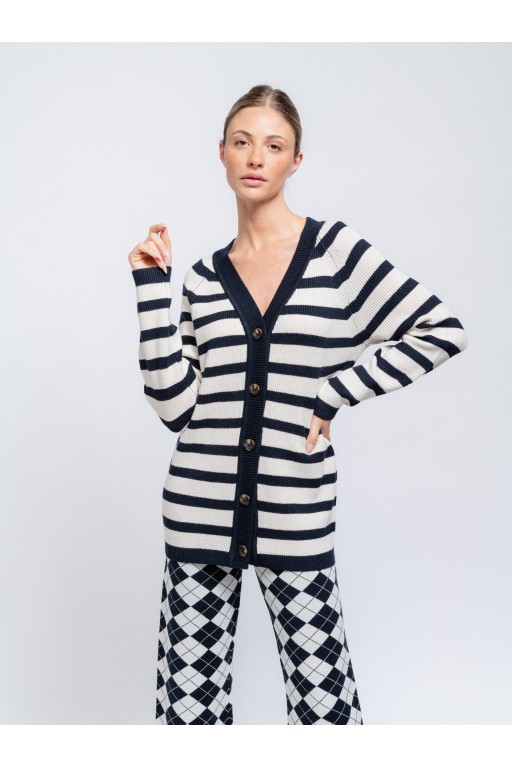 CARDIGAN RAYAS AZUL MARINO Y BLANCO